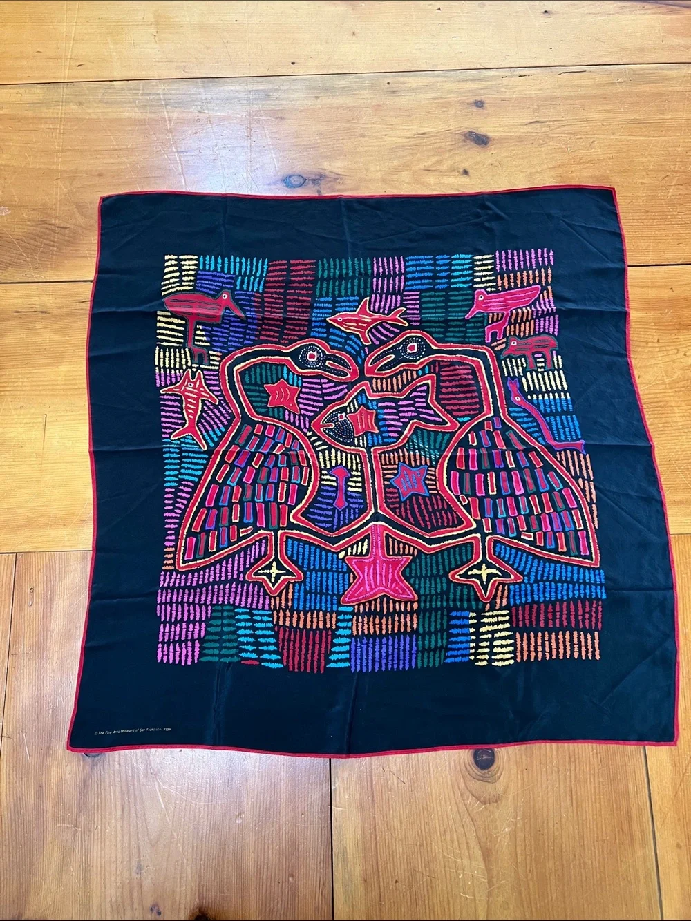 NWOT 1989 SF Museum scarf 100% silk